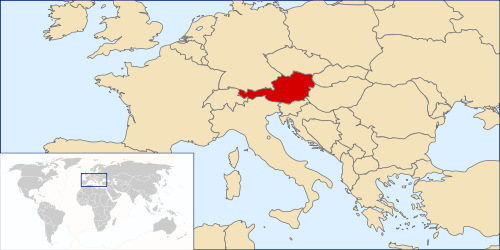 Location of Austria in Europe
